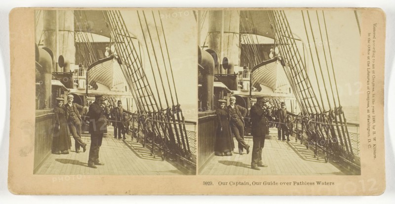 Our Captain, Our Guide over Pathless Waters, 1890, B. W. Kilburn, American, 1827–1909, United States, Albumen silver print, stereo, 7.7 x 7.6 cm (each image), 8.8 x 17.7 cm (card)