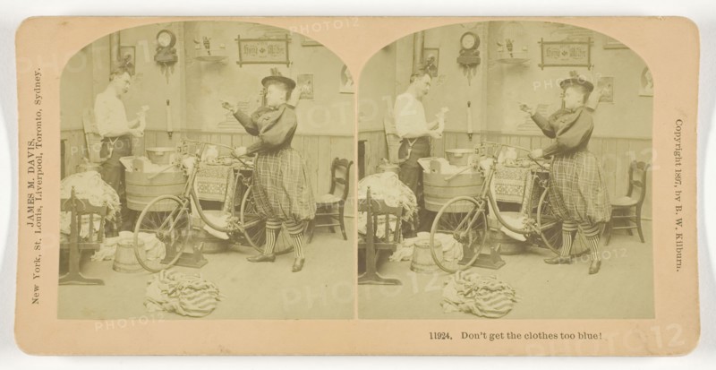 Don’t get the clothes too blue!, 1897, B. W. Kilburn, American, 1827–1909, United States, Albumen silver print, stereo, 7.8 x 7.7 cm (each image), 8.8 x 17.7 cm (card)