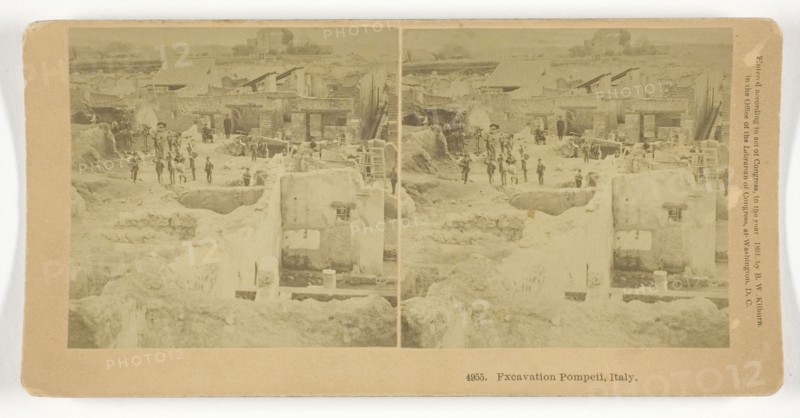 Excavation Pompeii, Italy, 1891, B. W. Kilburn, American, 1827–1909, United States, Albumen silver print, stereo, 7.5 x 7.5 cm (each image), 8.8 x 17.7 cm (card)