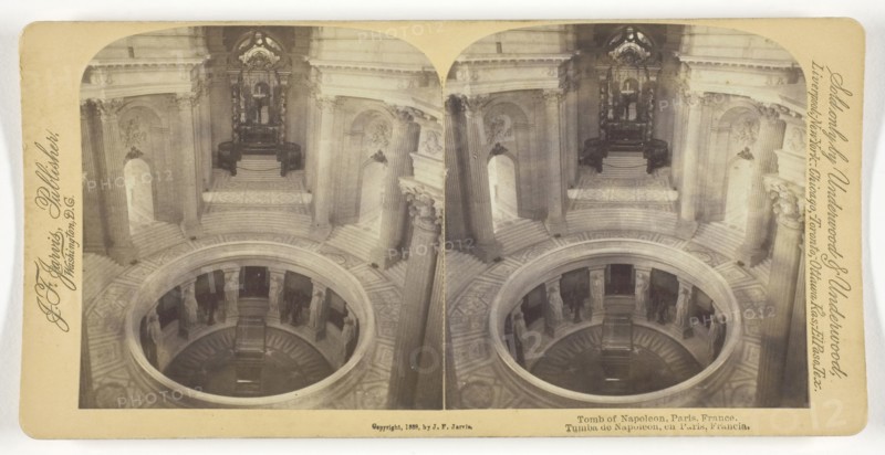 Tomb of Napoleon, Paris, France, 1888, Underwood & Underwood, American, active 1881–1920, United States, Albumen silver print, stereo, 8 x 7.6 cm (each image), 8.8 x 17.8 cm (card)