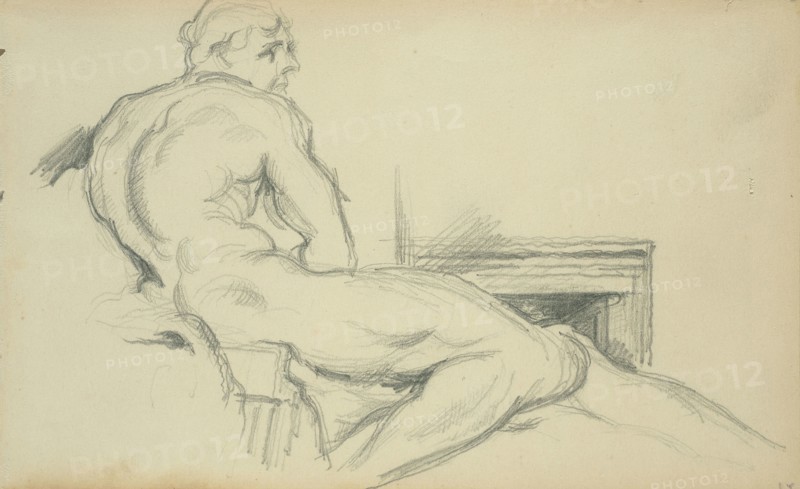 Hercules Resting, 1897, Paul Cézanne (French, 1839-1906), after Pierre Puget (French, 1620-1694), France, Graphite on ivory wove paper, 194 × 118 mm