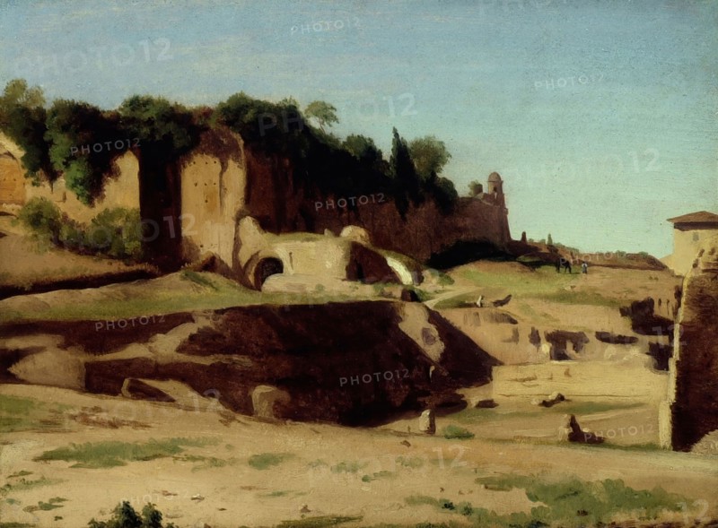 The Imperial Palace on the Palatine, Rome, 1834, Paul-Jean Flandrin, French, 1811-1902, France, Oil on card, 8 5/8 × 11 5/8 in. (21.9 × 29.5 cm)