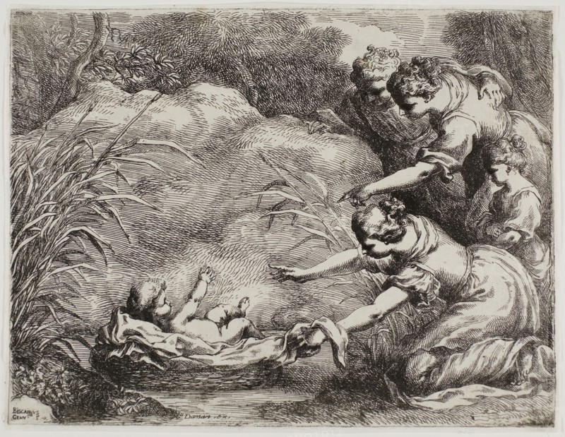 The Finding of Moses, c. 1655, Bartolomeo Biscaino, Italian, before 1629-1657, Italy, Etching on ivory laid paper, 189 x 244 mm