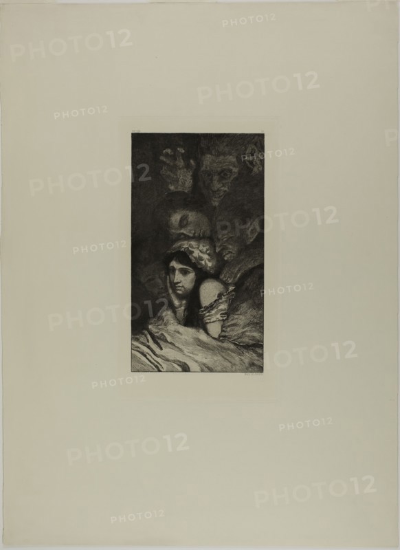 Dreams, plate three from A Life, 1884, Max Klinger, German, 1857-1920, Germany, Etching on cream wove paper, 496 x 336 mm (plate), 620 x 464 mm (sheet)