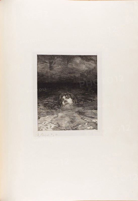 Downfall, from A Life, 1884, Max Klinger (German, 1857-1920), printed by Otto Felsing (German, 19th century), Germany, Etching, with aquatint and drypoint on ivory China paper, laid down on cream laid paper, 295 x 238 mm (image), 344 x 286 mm (plate), 331 x 273 mm (primary support), 788 x 575 mm (secondary support, approx.)