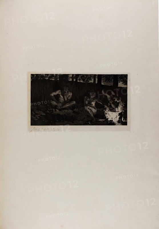 Preface I, plate two from A Life, 1884, Max Klinger (German, 1857-1920), printed by Otto Felsing (German, 19th century), Germany, Aquatint and etching, with burnishing in plate on ivory China paper, laid down on cream laid paper, 173 x 329 mm (image), 209 x 359 mm (plate), 200 x 349 mm (primary support), 788 x 575 mm (secondary support, approx.)
