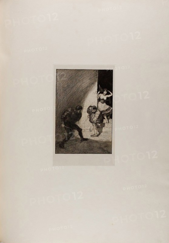 Rivals, plate seven from A Life, 1884, Max Klinger (German, 1857-1920), printed by Otto Felsing (German, 19th century), Germany, Etching and aquatint, with roulette, stipple and drypoint on ivory China paper, laid down on cream laid paper, 272 x 184 mm (image), 328 x 205 mm (plate, approx.), 325 x 201 mm (primary support), 788 x 575 mm (secondary support, approx.)