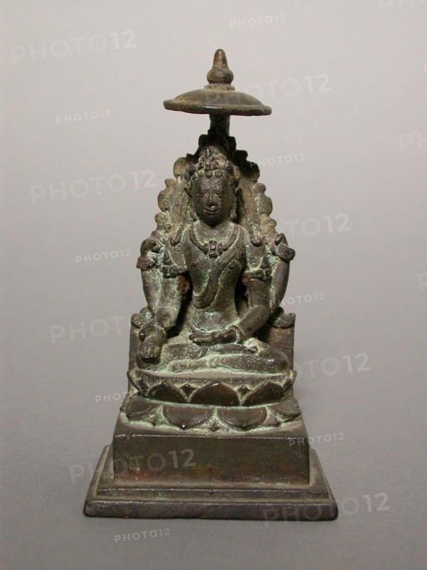 Four-Armed Bodhisattva, 9th/10th century, Indonesia, Central Java, Central Java, Bronze, 10.8 × 5.8 × 4.6 cm (4 1/4 × 2 1/4 × 1 3/4 in.)