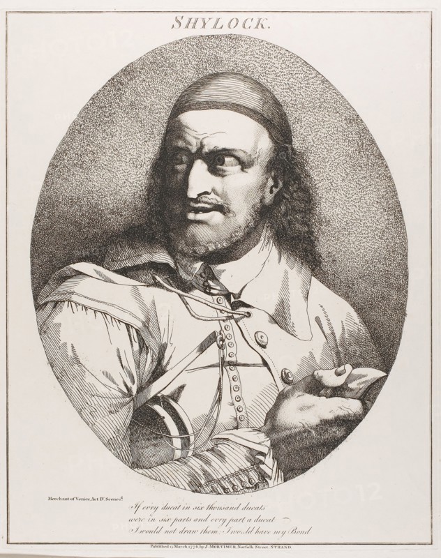 Shylock, originally published March 15, 1776, published 1809, John Hamilton Mortimer, English, 1740-1779, England, Etching on cream wove paper, 404 × 322 mm (plate), 593 × 437 mm (sheet)