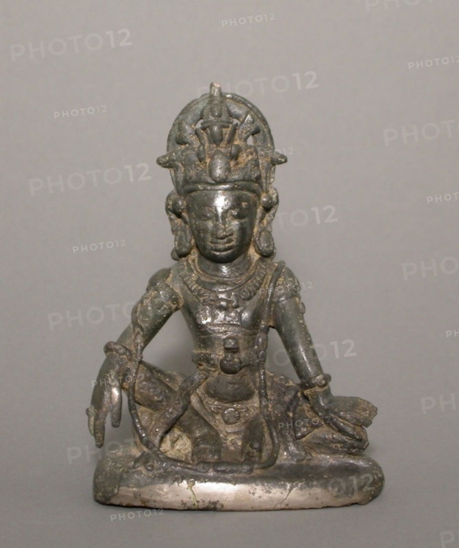 Seated Bodhisattva Maitreya, Pyu period, 7th century, Burma (Myanmar), possibly Sri Ksetra, Burma, Bronze, 12.3 × 9 × 5.3 cm (4 7/8 × 3 1/2 × 2 1/8 in.)