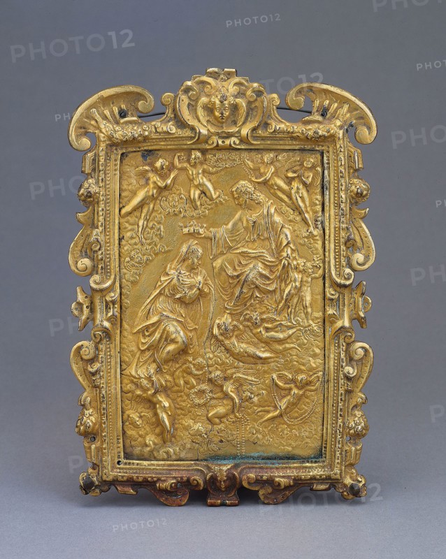 The Institution of the Rosary, c. 1590, Style of Jacopo Sansovino, Italian, 1486–1570, Italy, Bronze, 18.1 × 12.7 × 0.9 cm (7 1/8 × 5 × 5/16 in.)