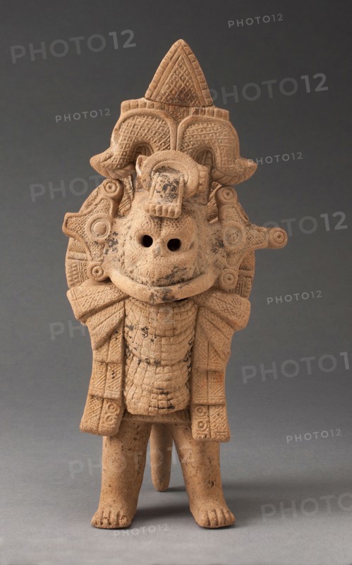 Figure of a Standing Warrior, A.D. 600/900, Nopiloa, South-central Veracruz, Mexico, Veracruz state, Ceramic and pigment, H. 17.8 cm (7 in.)