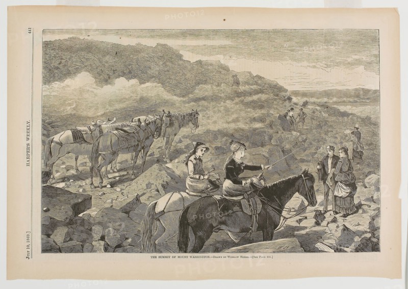 The Summit of Mount Washington, published July 10, 1869, Winslow Homer (American, 1836-1910), published by Harper’s Weekly (American, 1857-1916), United States, Wood engraving on paper, 230 x 350 mm (image), 282 x 402 mm (sheet)