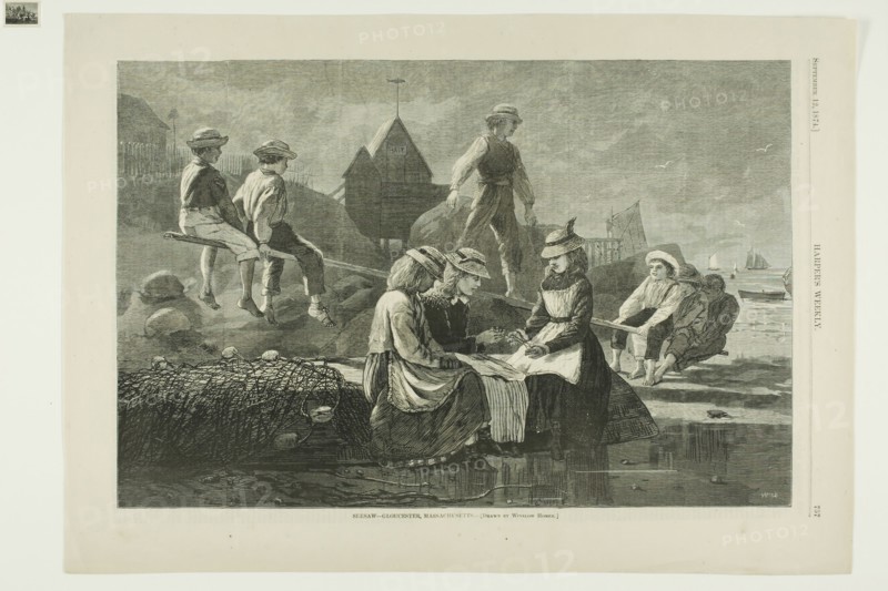 Seesaw—Gloucester, Massachusetts, published September 12, 1874, Winslow Homer (American, 1836-1910), published by Harper’s Weekly (American, 1857-1916), United States, Wood engraving on buff wove paper, 232 x 349 mm (image), 289 x 409 mm (sheet)