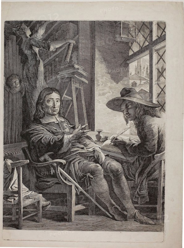 Milton Dictating to Ellwood the Quaker, 1804/05, James Barry, Irish, 1741-1806, Ireland, Etching and engraving with some aquatint on ivory wove paper, 578 x 423 mm (plate), 674 x 526 mm (sheet)