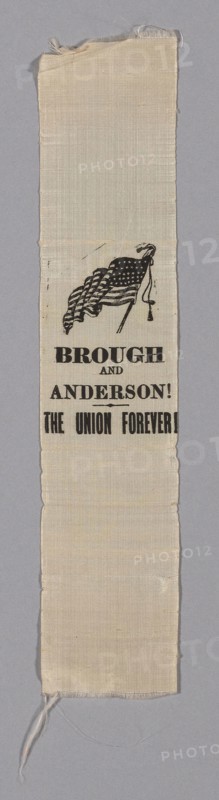 Campaign Ribbon, 1863, United States, Silk, plain weave, printed, two selvages present, 23.1 x 4.9 cm (9 1/4 x 2 in.)