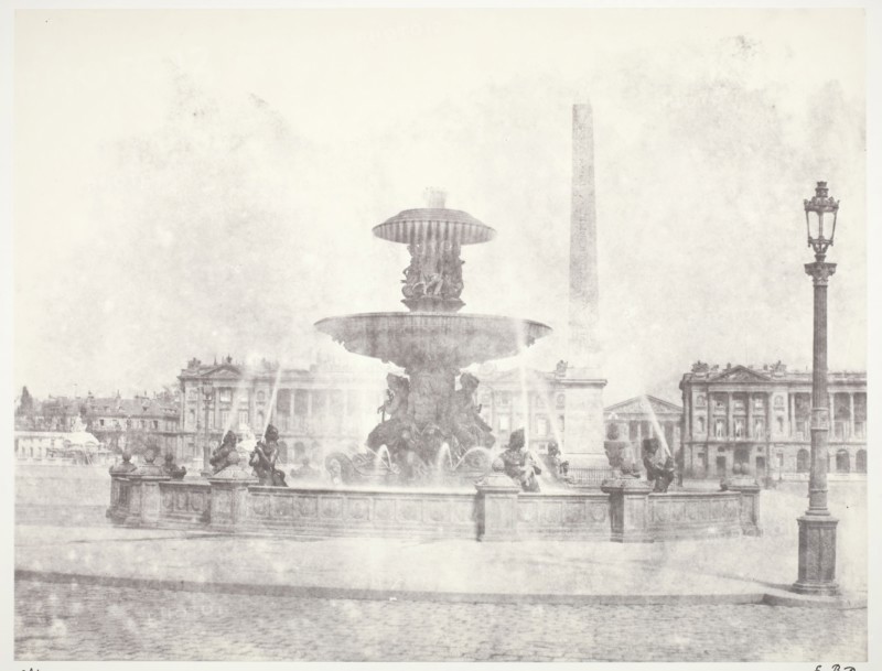 Fontaine, place de la Concorde, Paris, 1855/60, printed 1978, Édouard Baldus, French, born Germany, 1813–1889, France, Salted paper print, edition of 65, 33.7 × 44.1 cm (image/paper), 54.1 × 68.7 cm (mount)