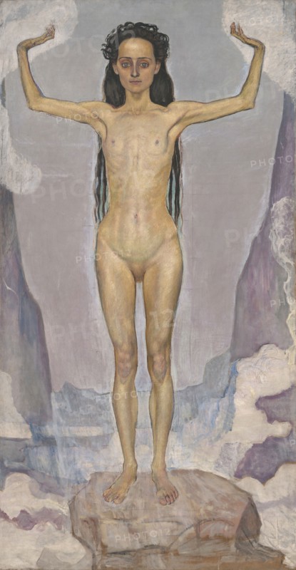 Day (Truth), 1896/98, Ferdinand Hodler, Swiss, 1853–1918, Switzerland, Oil on canvas, 79 × 41 1/2 in. (200.5 × 105 cm)