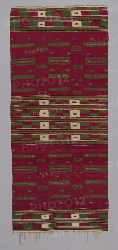 Tent Hanging or Coverlet (Djerbi), Mid–/late 19th century, Possibly Laghouat, Algeria, Algeria, Wool, stripes of weft-faced plain weave and stripes of slit and double interlocking tapestry weave, main warp fringe, 380.7 × 154.4 cm (149 7/8 × 60 3/4 in.)