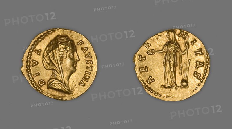 Aureus (Coin) Portraying Empress Faustina the Elder, AD 141/61, issued by Antoninus Pius, Roman, minted in Rome, Roman Empire, Gold, Diam. 2 cm, 7.26 g