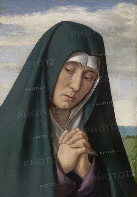 Fragment from Christ Carrying the Cross: Mourning Virgin, 1500/05, Jean Hey, known as the Master of Moulins, Active Lyon and Moulins, c. 1475–c. 1505, Unknown Place, Oil on panel, 10 13/16 × 7 7/8 in. (27.5 × 19.9 cm), image: 10 3/8 × 7 1/4 in. (26.3 × 18.4 cm)