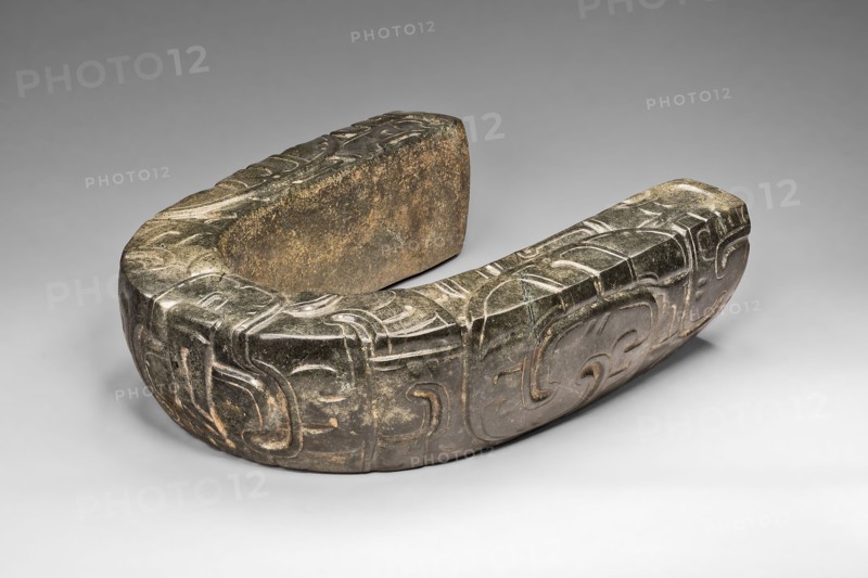 Ceremonial Ballgame Yoke, A.D. 700/800, Totonac, El Tajín and vicinity, northern Veracruz, Mexico, Veracruz, Serpentine, 12.7 × 38.1 × 43.2 cm (5 × 15 × 17 in.)