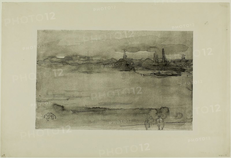 Early Morning, 1878, James McNeill Whistler, American, 1834-1903, United States, Lithotint with scraping, on a prepared half-tint ground, in black on cream wove proofing paper, 165 x 269 mm (image), 256 x 379 mm (sheet)