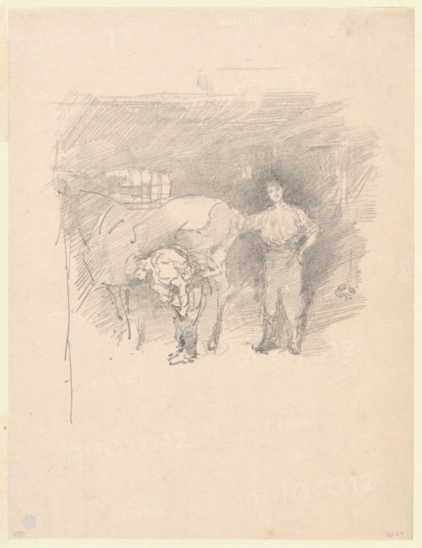 The Farriers, 1888, James McNeill Whistler, American, 1834-1903, United States, Transfer lithograph in black on cream Japanese paper, 200 x 178 mm (image), 289 x 222 mm (sheet)