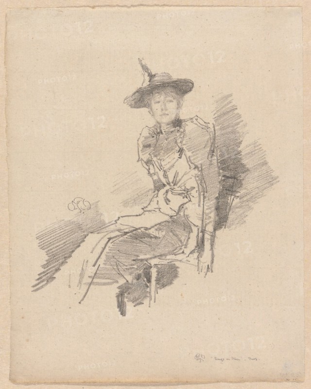 The Winged Hat, 1890, James McNeill Whistler, American, 1834-1903, United States, Transfer lithograph in black, with scraping, on cream laid paper, 179 x 174 mm (image), 260 x 207 mm (sheet)