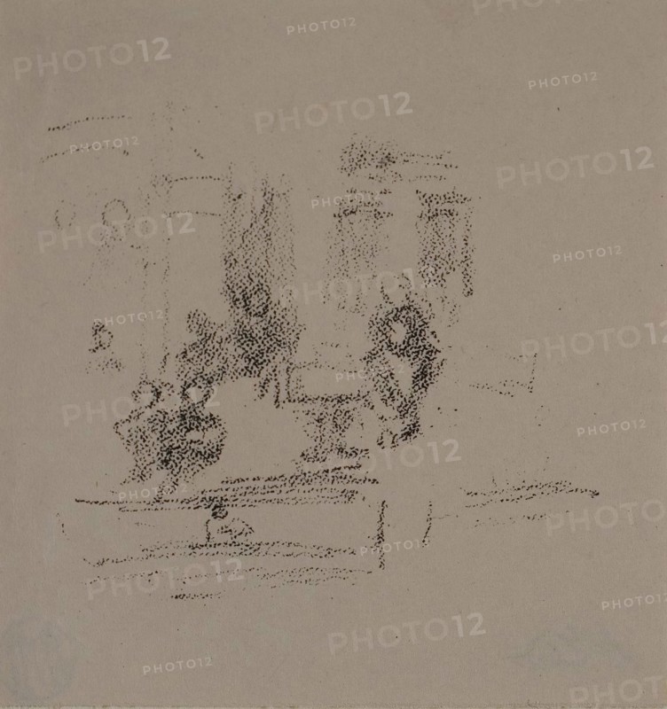 An Interior, probably 1891, printed posthumously, James McNeill Whistler, American, 1834-1903, United States, Transfer lithograph in black on cream wove proofing paper, 44 x 49 mm (image), 63 x 61 mm (sheet)