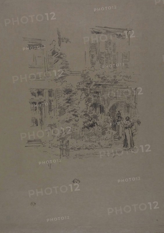 The Garden Porch, 1894, James McNeill Whistler, American, 1834-1903, United States, Transfer lithograph in black on cream laid Japanese vellum, 215 x 162 mm (image), 330 x 240 mm (sheet)