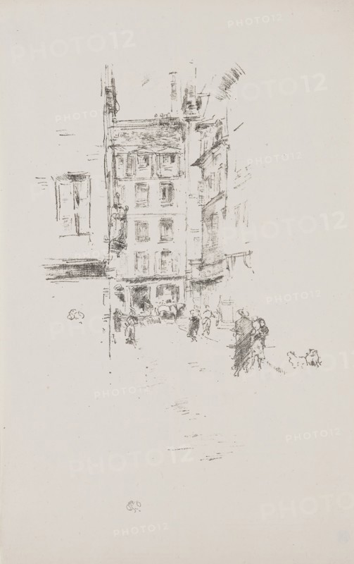 Rue Furstenburg, 1894, James McNeill Whistler, American, 1834-1903, United States, Transfer lithograph in black on ivory laid paper, 225 x 159 mm (image), 323 x 202 mm (sheet), The Blacksmith, 1895/96, James McNeill Whistler, American, 1834-1903, United States, Transfer lithograph in black with stumping, on cream laid paper, 212 x 155 mm (image), 212 x 160 mm (image, with registration marks), 332 x 214 mm (sheet)