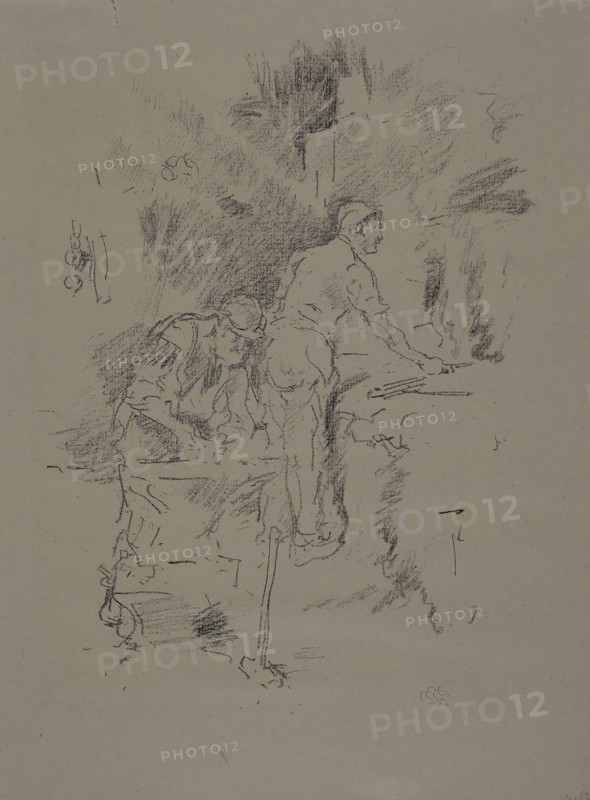 Father and Son, 1895, James McNeill Whistler, American, 1834-1903, United States, Transfer lithograph in black on cream wove proofing paper, 211 x 156 mm (image), 254 x 189 mm (sheet)