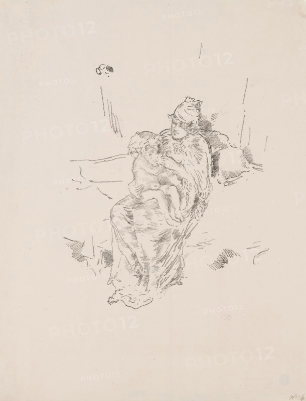 Mother and Child, No. 5, 1895, James McNeill Whistler, American, 1834-1903, United States, Transfer lithograph in black on ivory wove proofing paper, 190 x 148 mm (image), 287 x 222 mm (sheet)