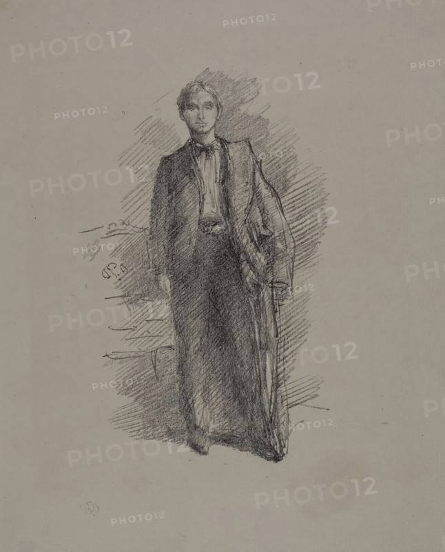 Portrait Study: Mr. Herbert C. Pollitt, 1896, James McNeill Whistler, American, 1834-1903, United States, Transfer lithograph in black with scraping, on cream laid paper, 190 x 120 mm (image), 284 x 227 mm (sheet)