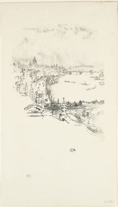 Little London, 1896, James McNeill Whistler, American, 1834-1903, United States, Transfer lithograph in black with stumping, on cream laid paper, 190 x 140 mm (image), 301 x 173 mm (sheet)