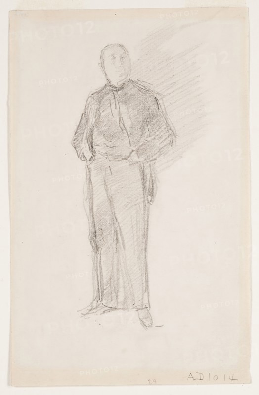 Study: Portrait of Thomas Way, 1896, James McNeill Whistler, American, 1834-1903, United States, Graphite on ivory wove paper, 201 x 128 mm
