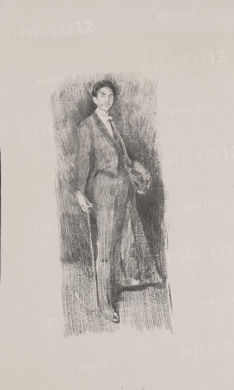 Count Robert de Montesquiou, 1894, Beatrix Godwin Whistler, English, 1857-1896, Paris, Lithograph on greyish-ivory wove china paper, 209 x 89 mm (image, cat. wrksht.), 355 x 264 mm (sheet)