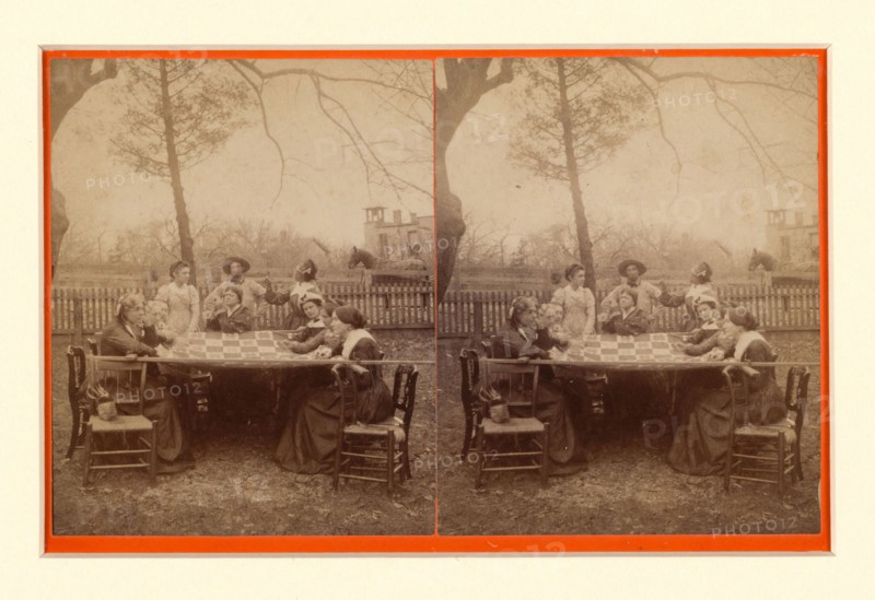 Aunt Hannah’s quilting party, 1896, United States, photograph