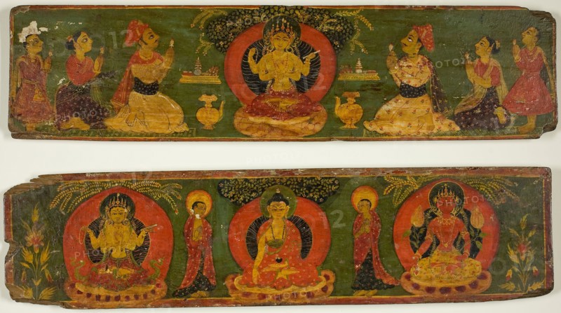 Pair of Buddhist Manuscript Covers, c. 17th century, Nepal, Nepal, Pigments and metallic paint on wood, 10.2 x 41.1 x 1.4 cm (4 x 16 3/16 x 9/16 in.)