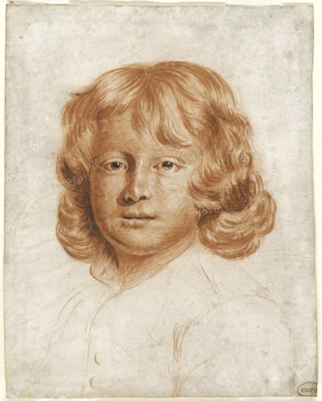 Portrait of a Young Boy, c. 1680, Charles Beale, English, 1660-c. 1721, England, Red chalk and brush and brown ink on vellum, 166 × 131 mm