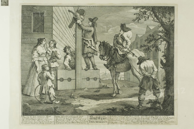 Hudibras Triumphant, plate four from Hudibras, February 1725/26, William Hogarth, English, 1697-1764, England, Etching and engraving in black on cream paper edge mounted on cream wove paper, 243 × 337 mm (image), 266 × 347 mm (plate), 269 × 349 mm (primary support), 369 × 459 mm (secondary support)