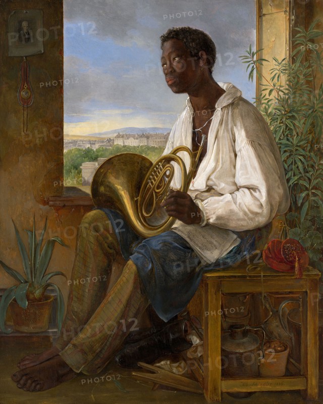Portrait of a Gardener and Horn Player in the Household of the Emperor Francis I, 1836, Albert Schindler, Austrian, 1805-1861, Austria, Oil on panel, 39 × 31.7 cm (15 3/8 × 12 1/2 in.)