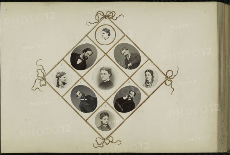 The Madame B Album, 1870s, Marie-Blanche-Hennelle Fournier, French, 1831–1906, France, Albumen prints with watercolor (in album), 29.2 × 41.9 cm
