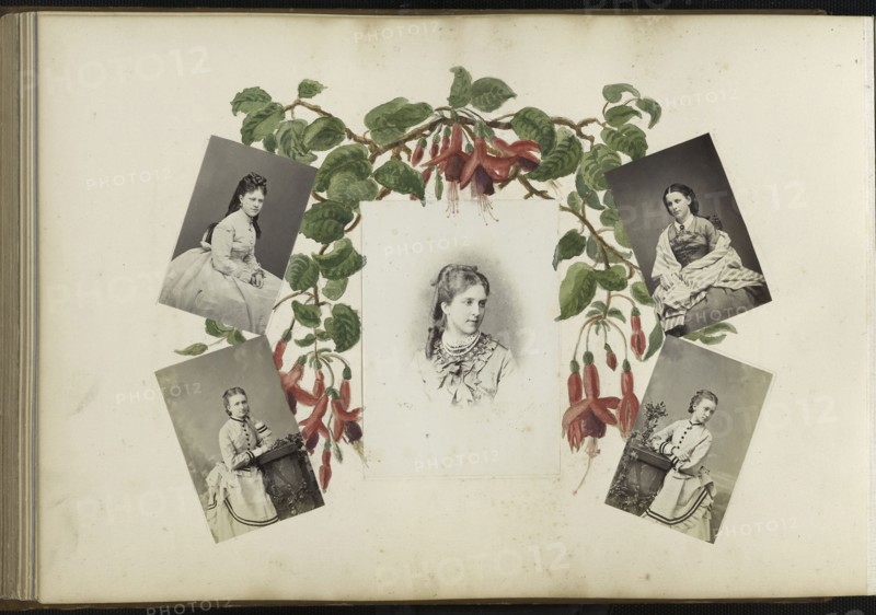The Madame B Album, 1870s, Marie-Blanche-Hennelle Fournier, French, 1831–1906, France, Albumen prints with watercolor (in album), 29.2 × 41.9 cm