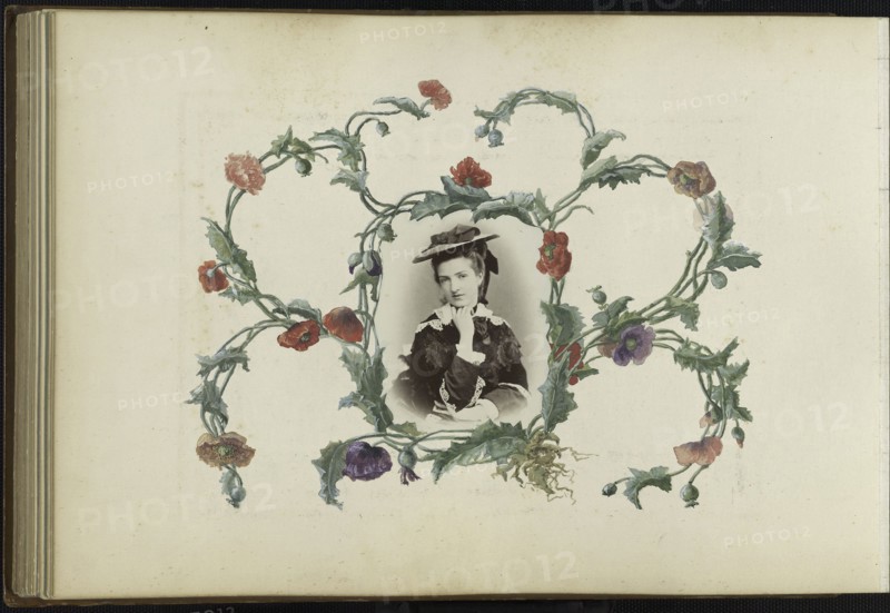 The Madame B Album, 1870s, Marie-Blanche-Hennelle Fournier, French, 1831–1906, France, Albumen print with watercolor (in album), 29.2 × 41.9 cm