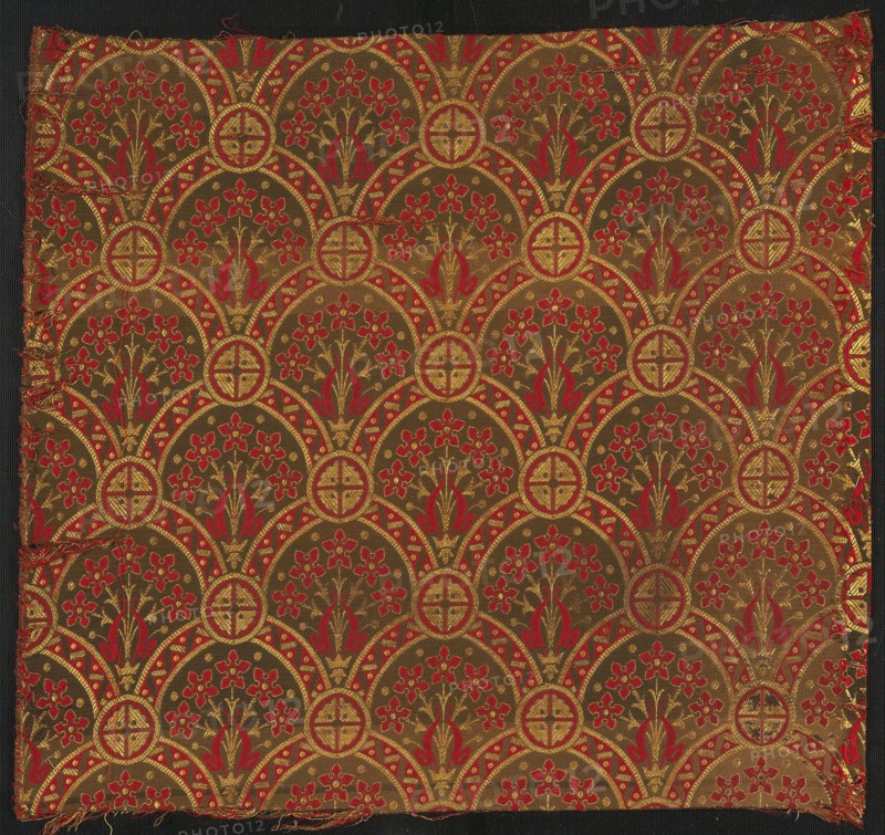 Panel, 1871, Designed by Christopher Dresser (English, born Scotland, 1834–1904), Produced by James W. & C. Ward, England, Halifax, England, Wool and silk, two color complementary weft, weft-float faced 1:11 satin weave with supplementary patterning wefts bound in 1:11 warp chevron twill interlacings, 59.8 × 64.7 cm (23 1/2 × 25 1/2 in.)