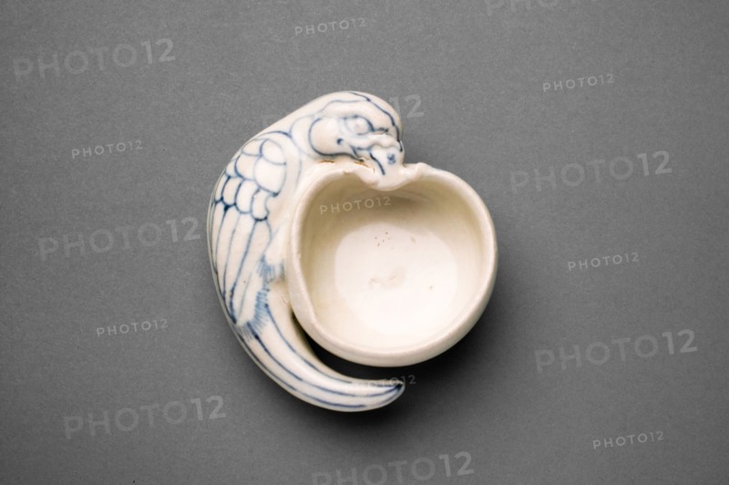 Bowl with Relief Parrot, 15th century, Vietnam, Vietnam, Porcelain with blue underglaze, 3.6 x 9.3 x 8.9 cm (1 3/8 x 3 5/8 x 3 3/8 in.)