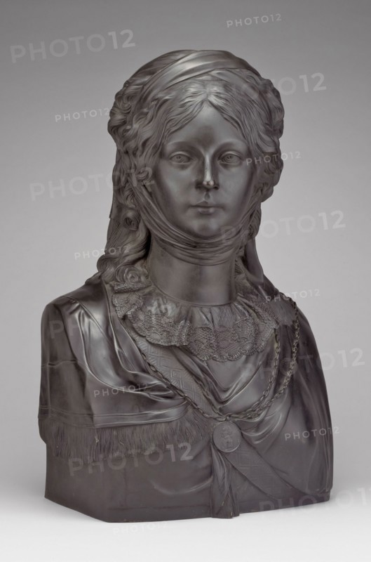Bust of Queen Luise of Prussia, modeled 1799, cast 1819/21, Johann Gottfried Schadow, German, 1764-1850, Foundry: Werner in Berlin, 1794/95-1842, Germany, Bronze with black patina, 57 × 36 × 24 cm (22 7/16 × 14 3/16 × 9 7/16 in.)