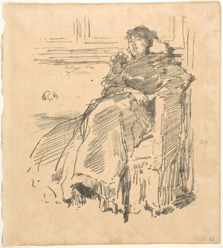 La Robe Rouge, 1894, printed 1895, James McNeill Whistler, American, 1834-1903, United States, Lithograph on beige laid paper, 190 x 160 mm (image), 281 x 196 mm (sheet)
